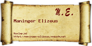 Maninger Elizeus névjegykártya